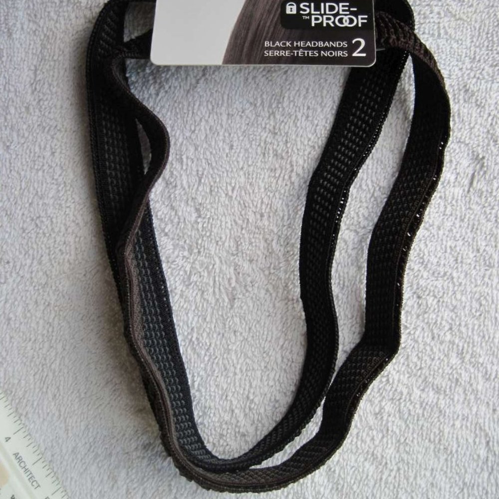 2 Goody Black Brown Brunette Stay Put Slide Proof Secure Fit Hold Head Bands